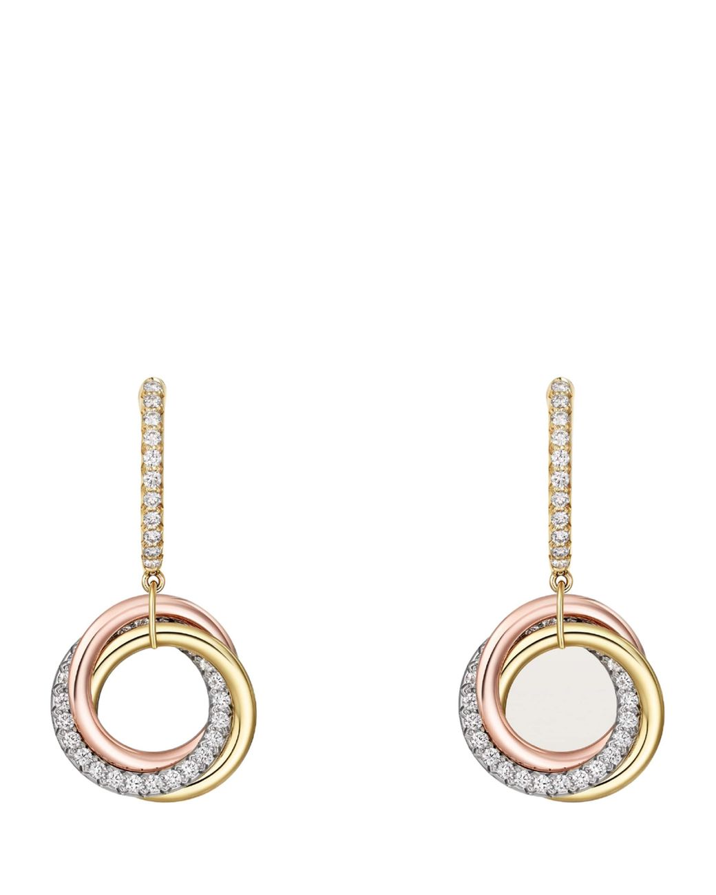 Cartier Metallic Rose And Diamond Trinity Earrings