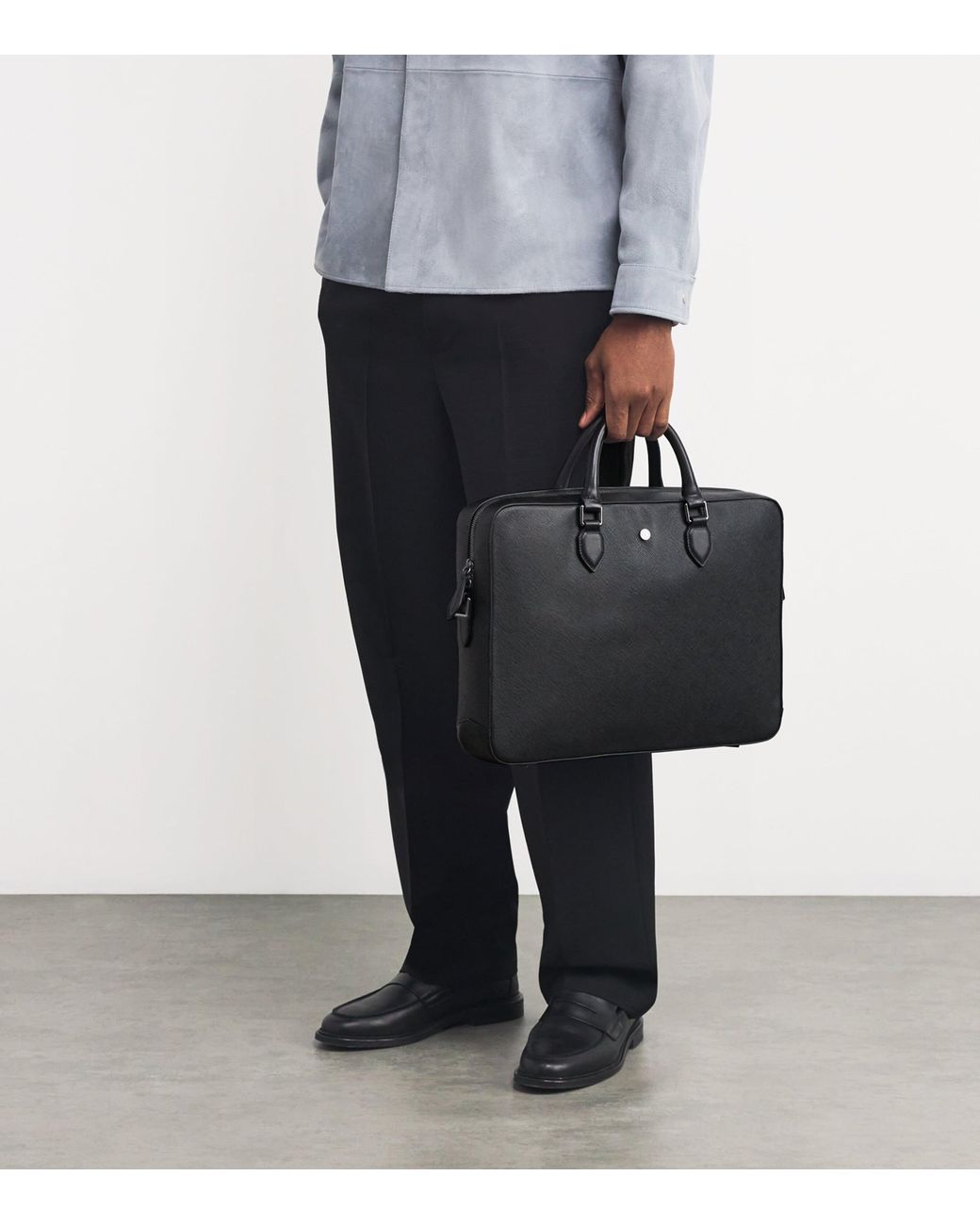 Harrods Black Saffiano Leather Briefcase for men