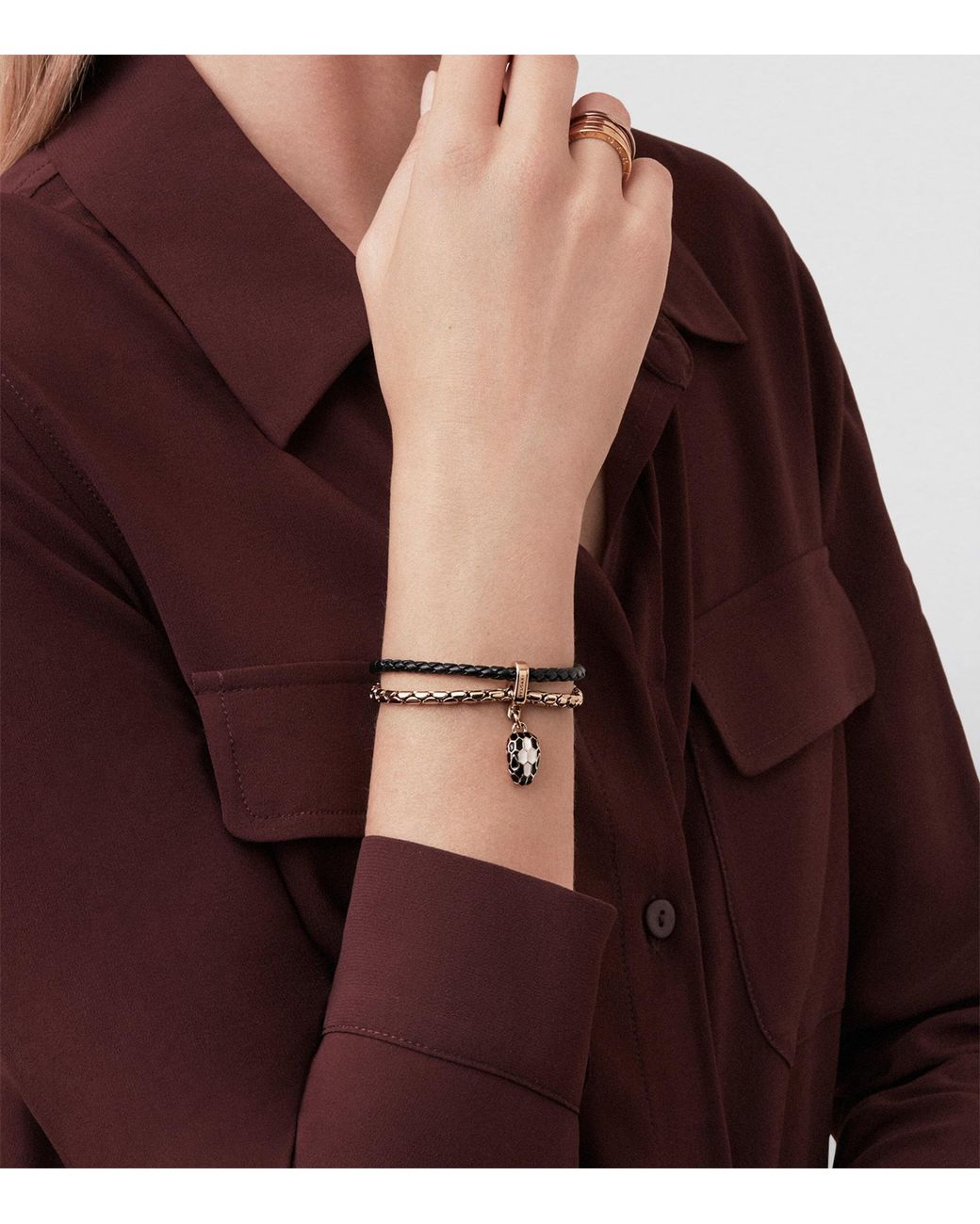 BVLGARI Metallic Leather Serpenti Forever Bracelet
