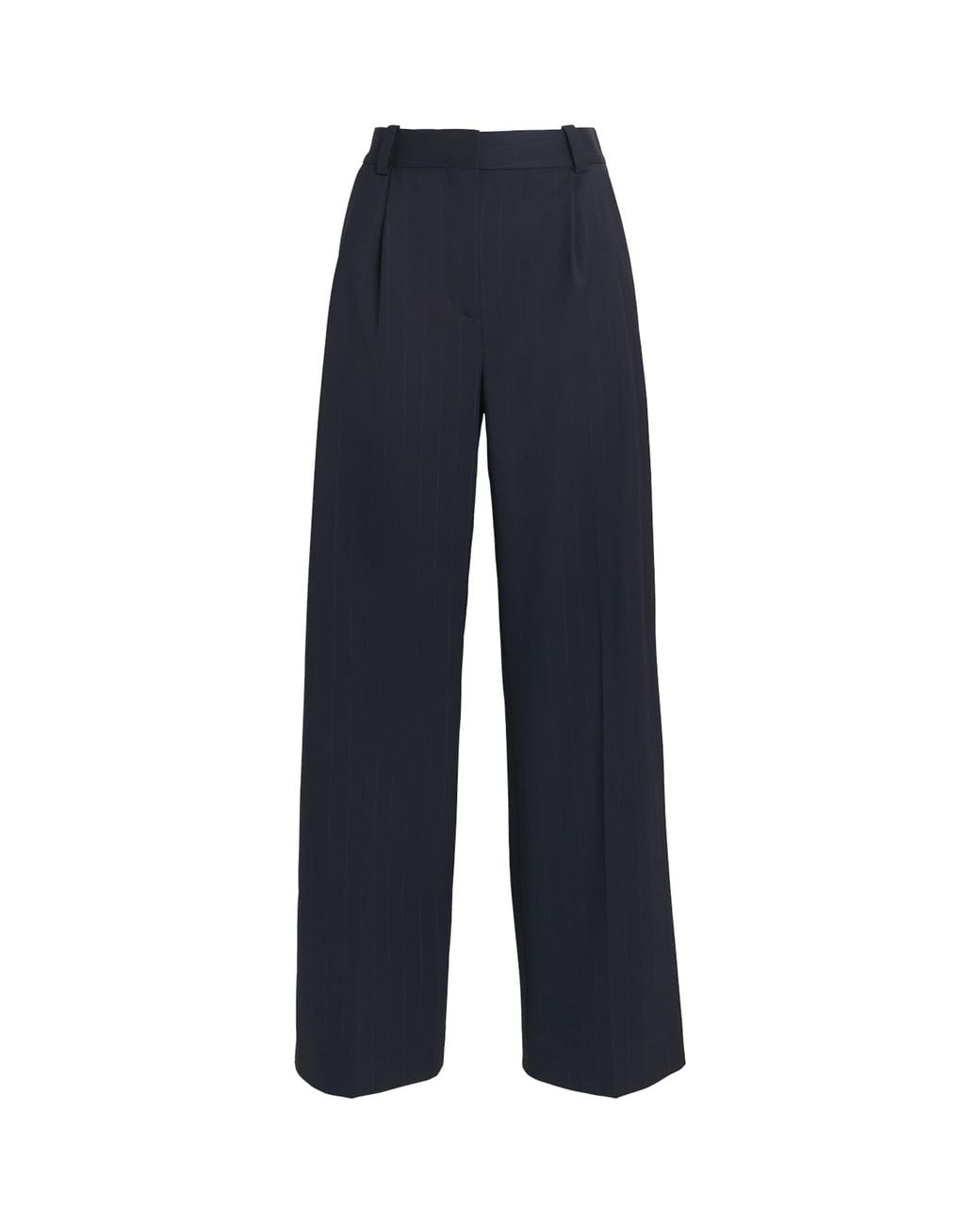 Maje Blue Wool-Blend Pinstripe Wide-Leg Trousers