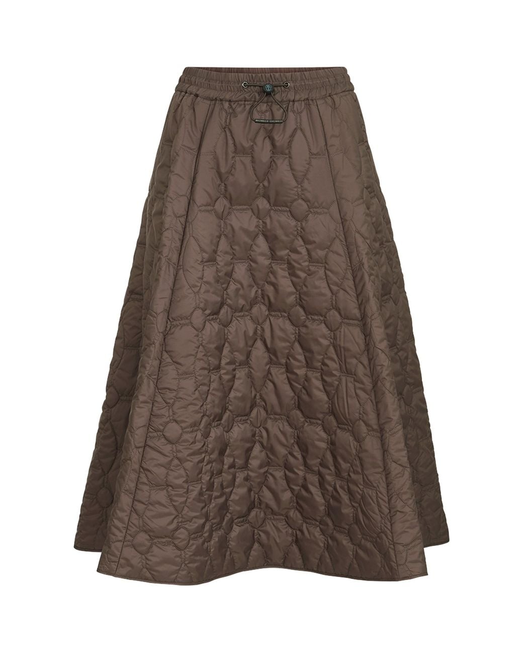 Brunello Cucinelli Brown Water-Resistant Quilted Midi Skirt