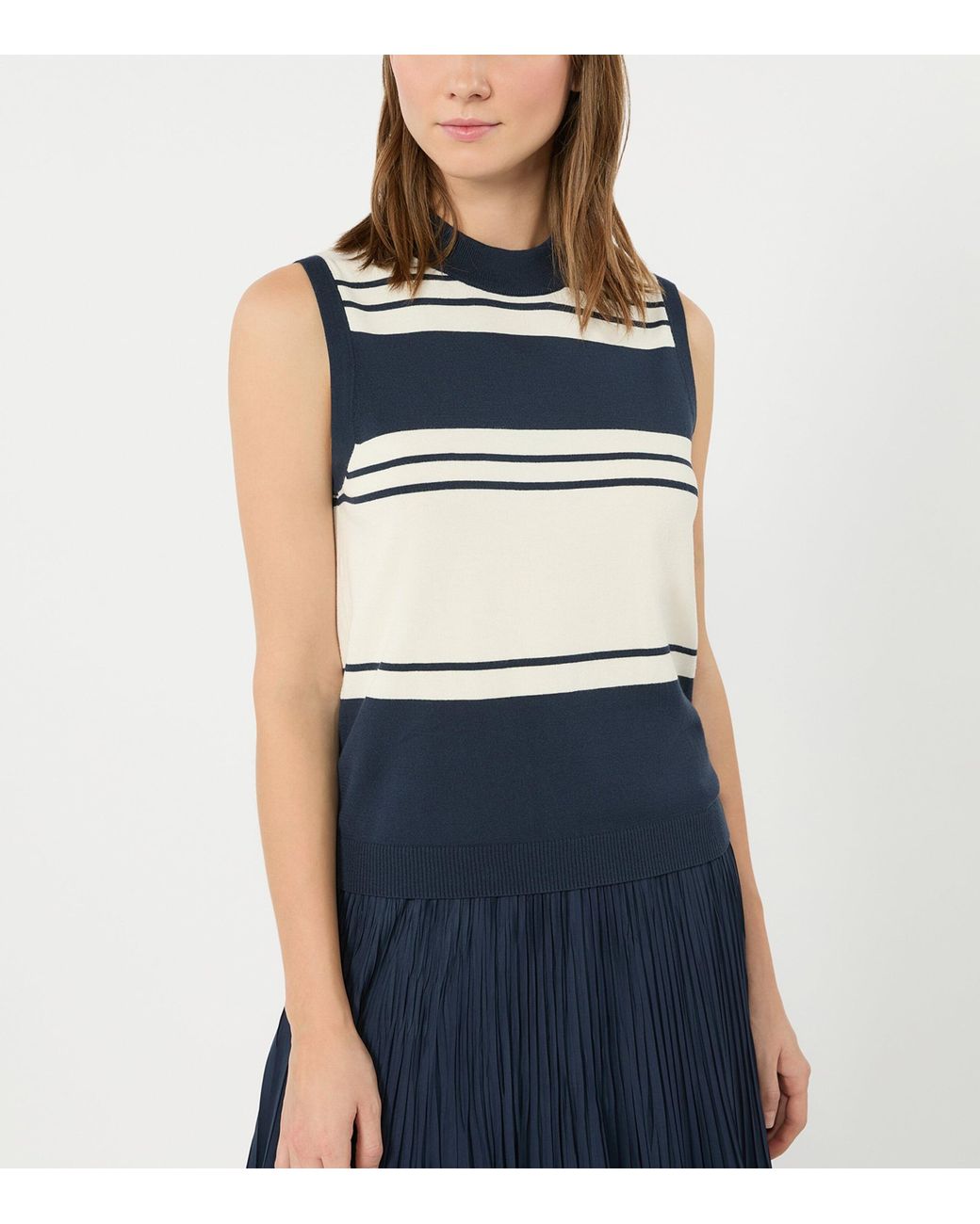 Weekend by Maxmara Blue Knitted Stripe Tank Top