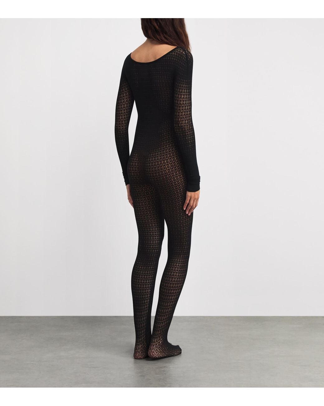 Wolford Gray Net Daisy Catsuit