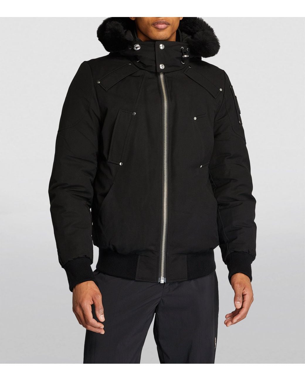 Moose Knuckles Black Down-Filled Bomber Jacket for men