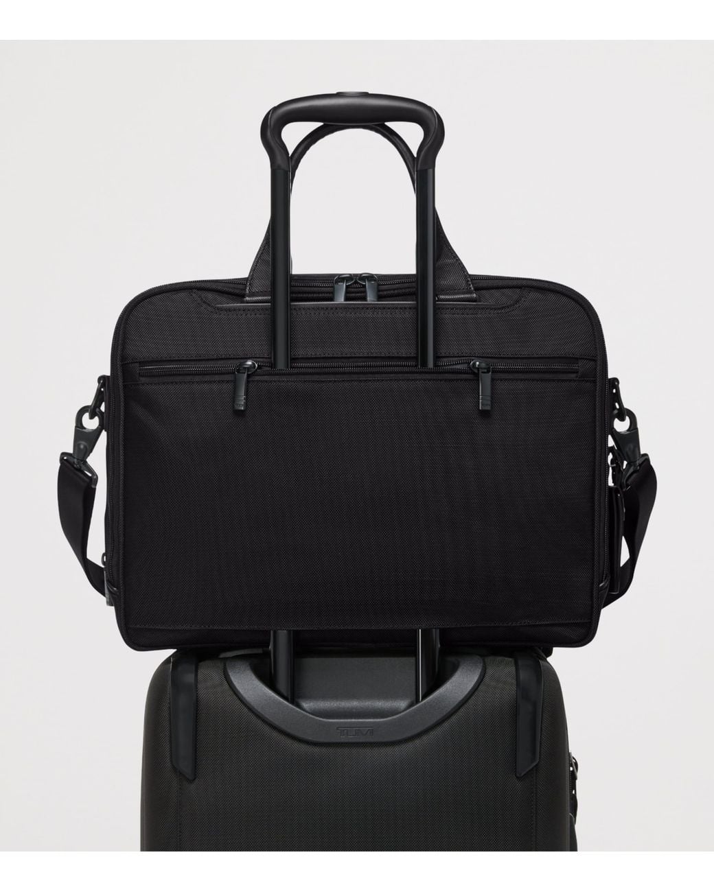 Tumi Black Medium Alpha 4 Expandable Briefcase for men