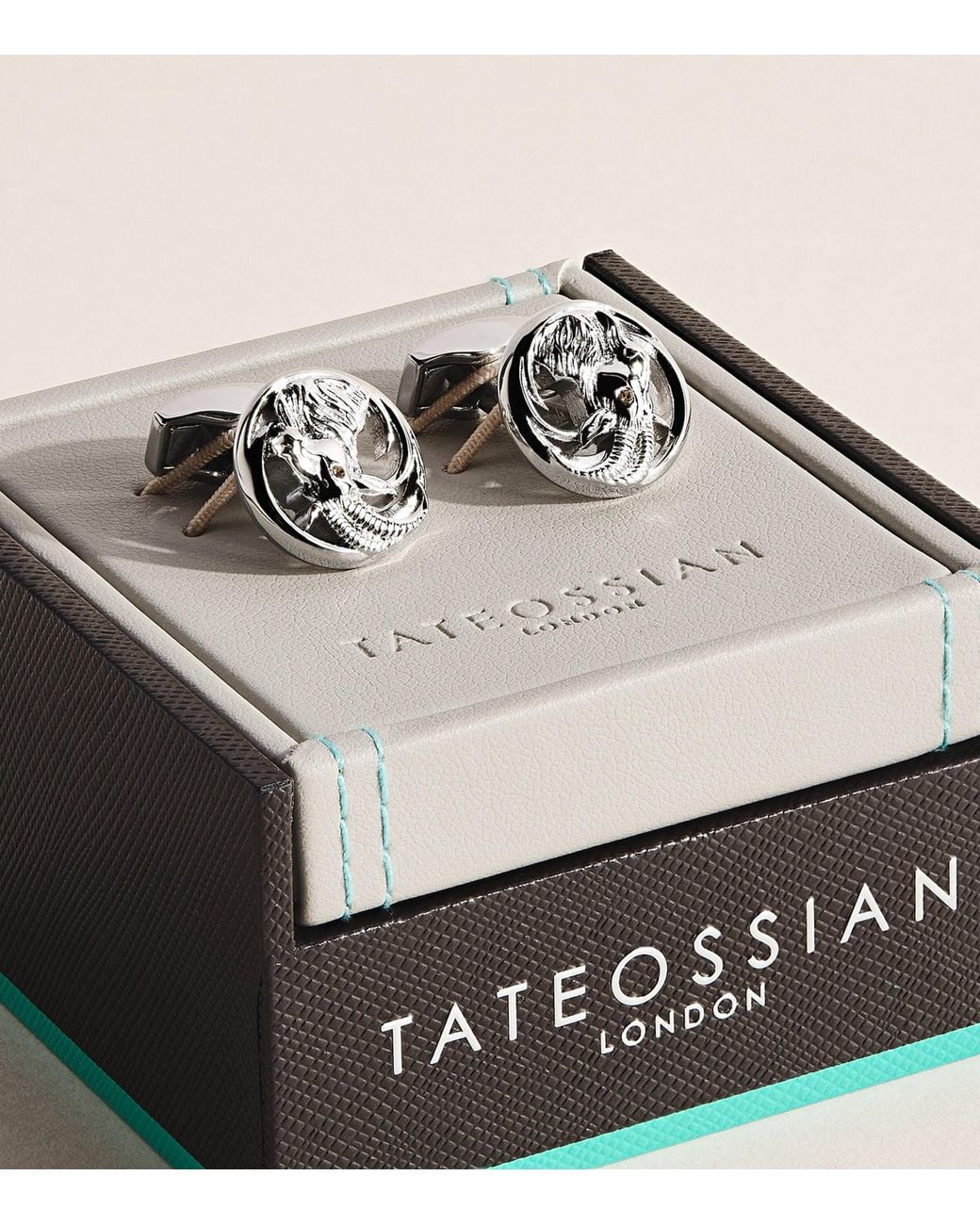 Tateossian Natural Swarovski Crystal-Detail Auspicious Goat Cufflinks for men