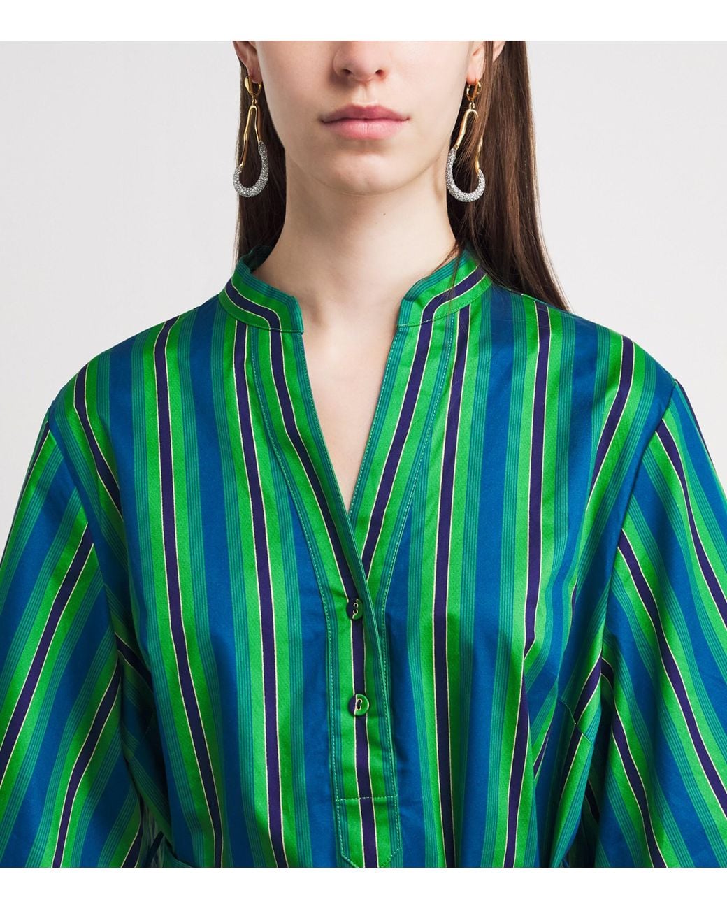 ALÉMAIS Green Organic Cotton Margo Mini Shirt Dress