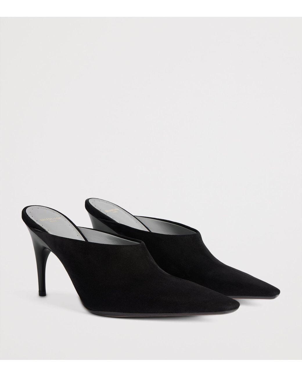Balenciaga Black Suede Duchesse Mules 90