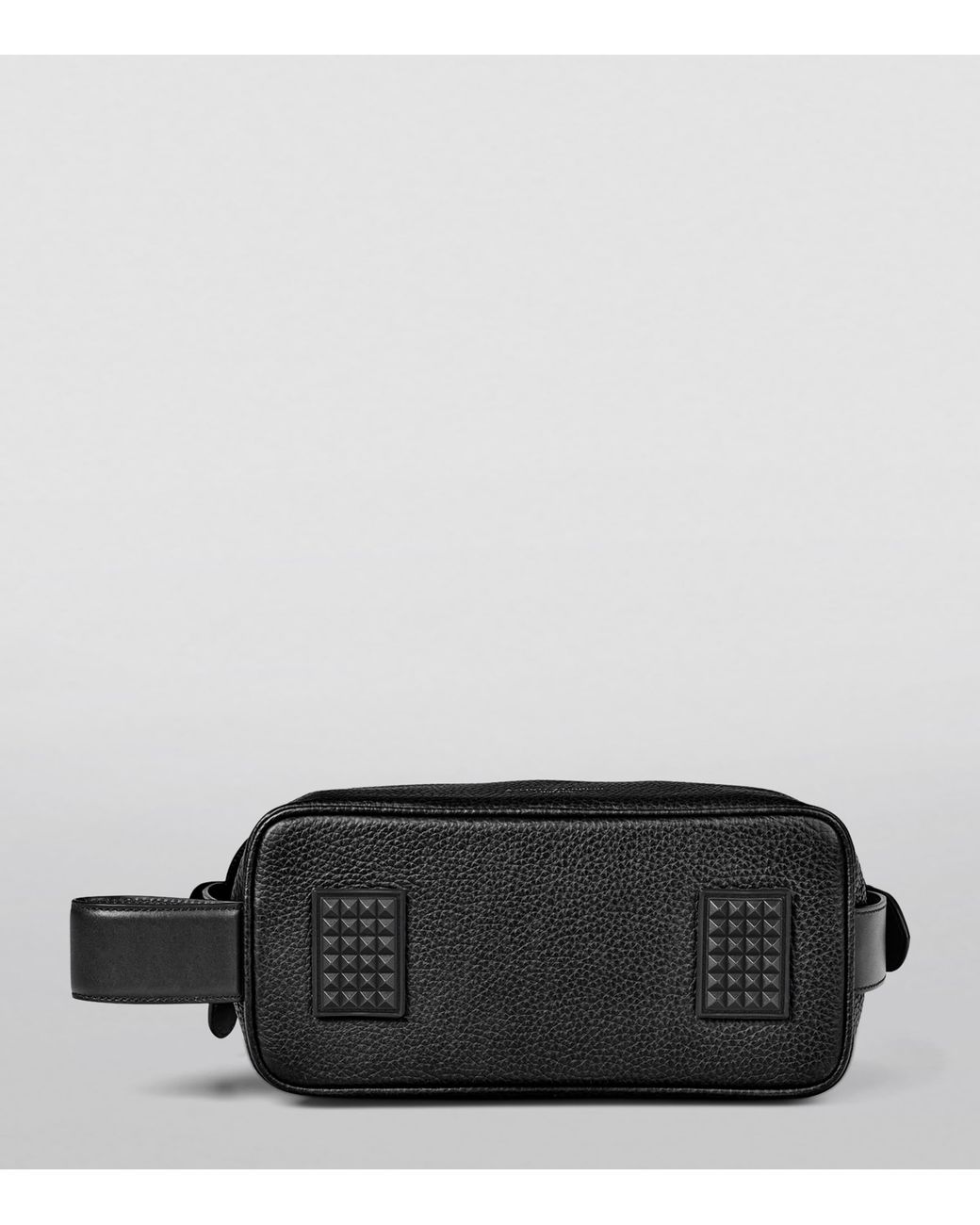 Aspinal Black Leather Reporter Wash Bag for men