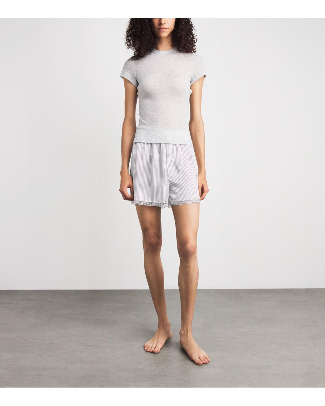 Skims Gray Woven Shine Boxer Shorts