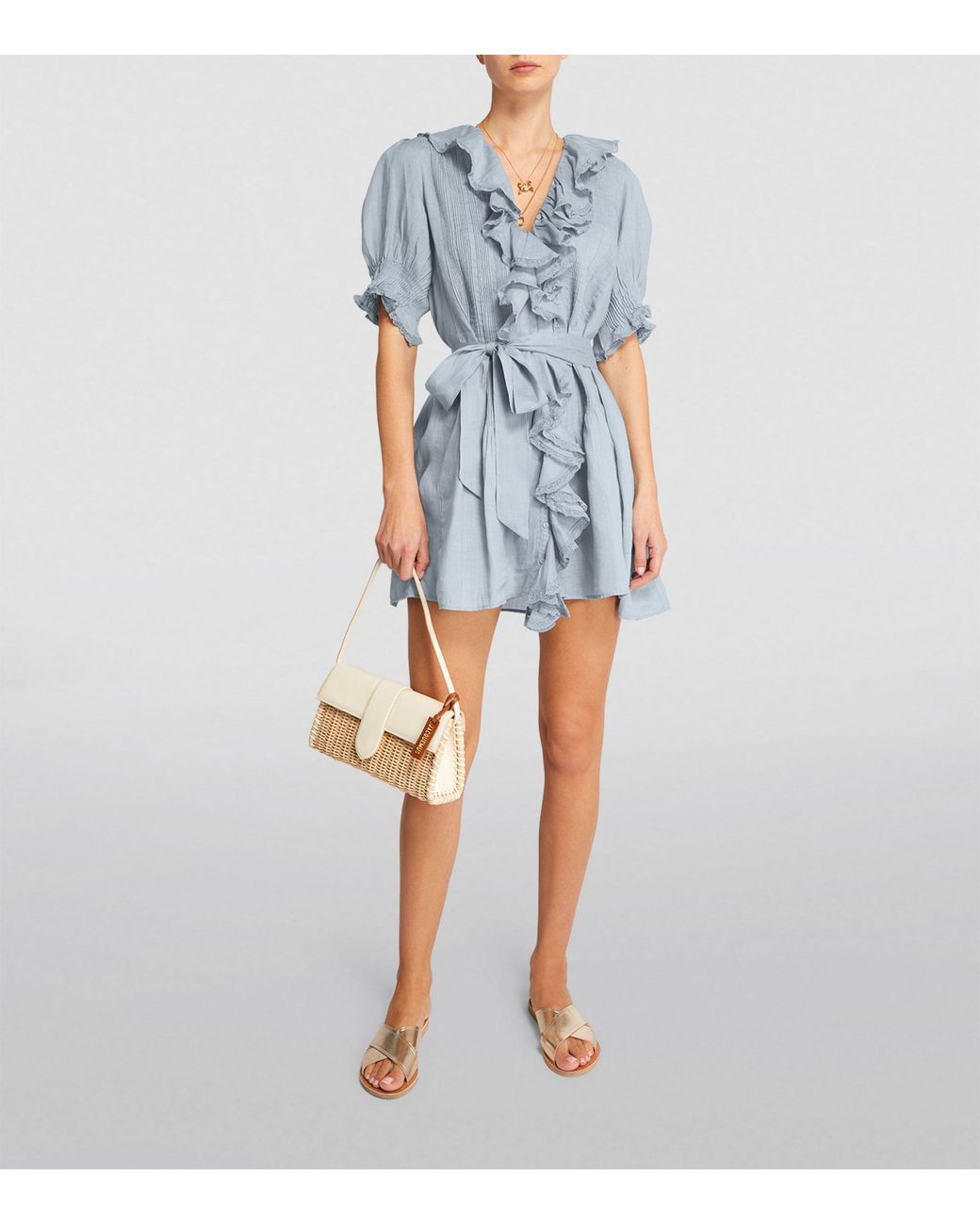 Doen Den Cotton Piper Mini Dress in Blue | Lyst