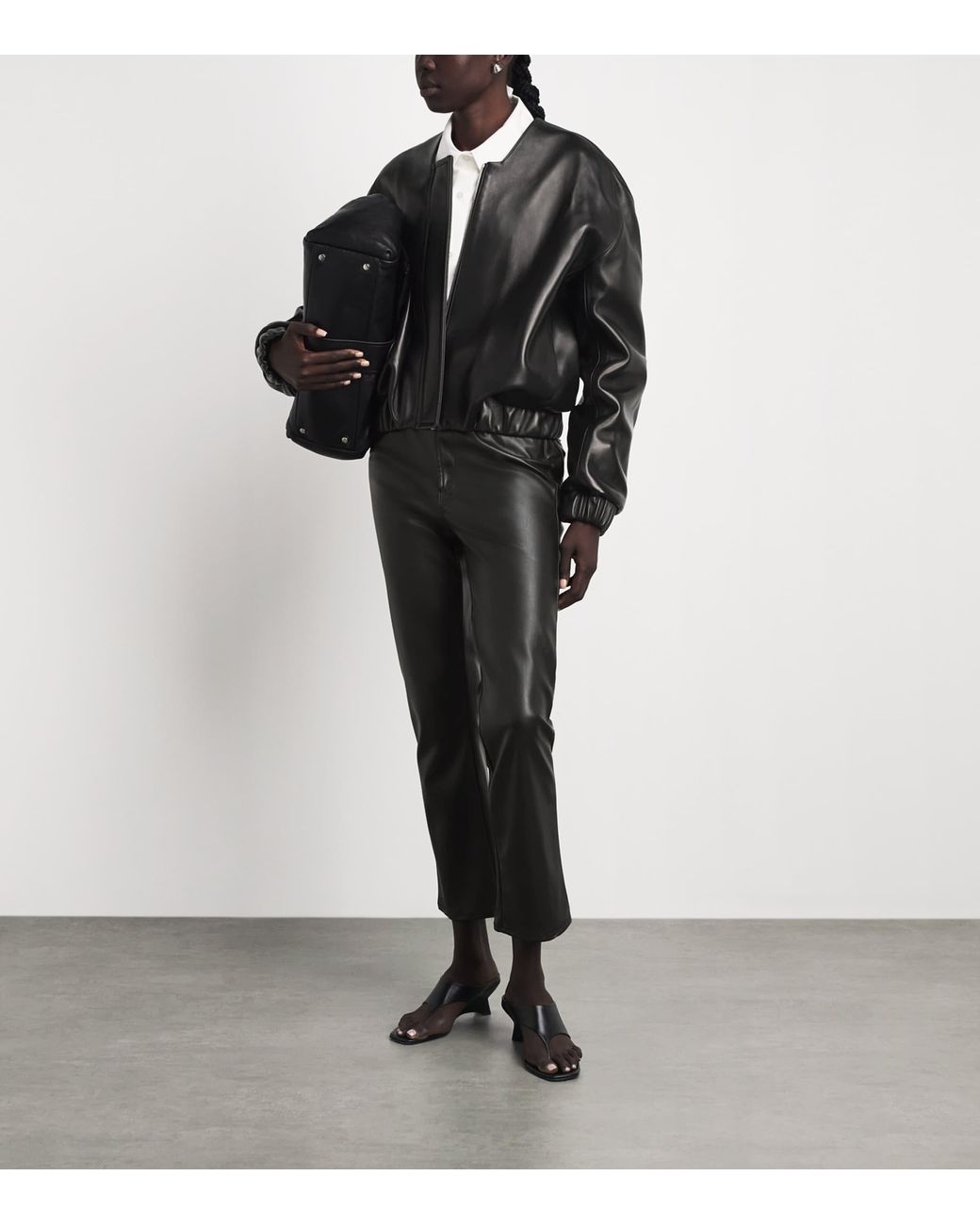 Khaite Black Leather Cordan Jacket