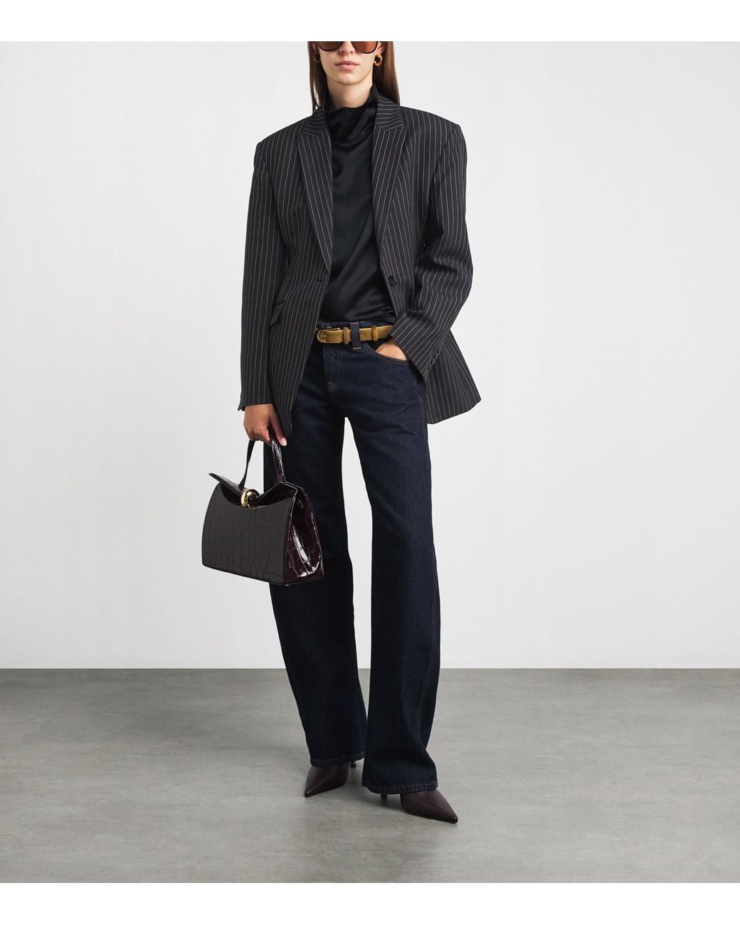 Anine Bing Black Pinstripe Elga Blazer