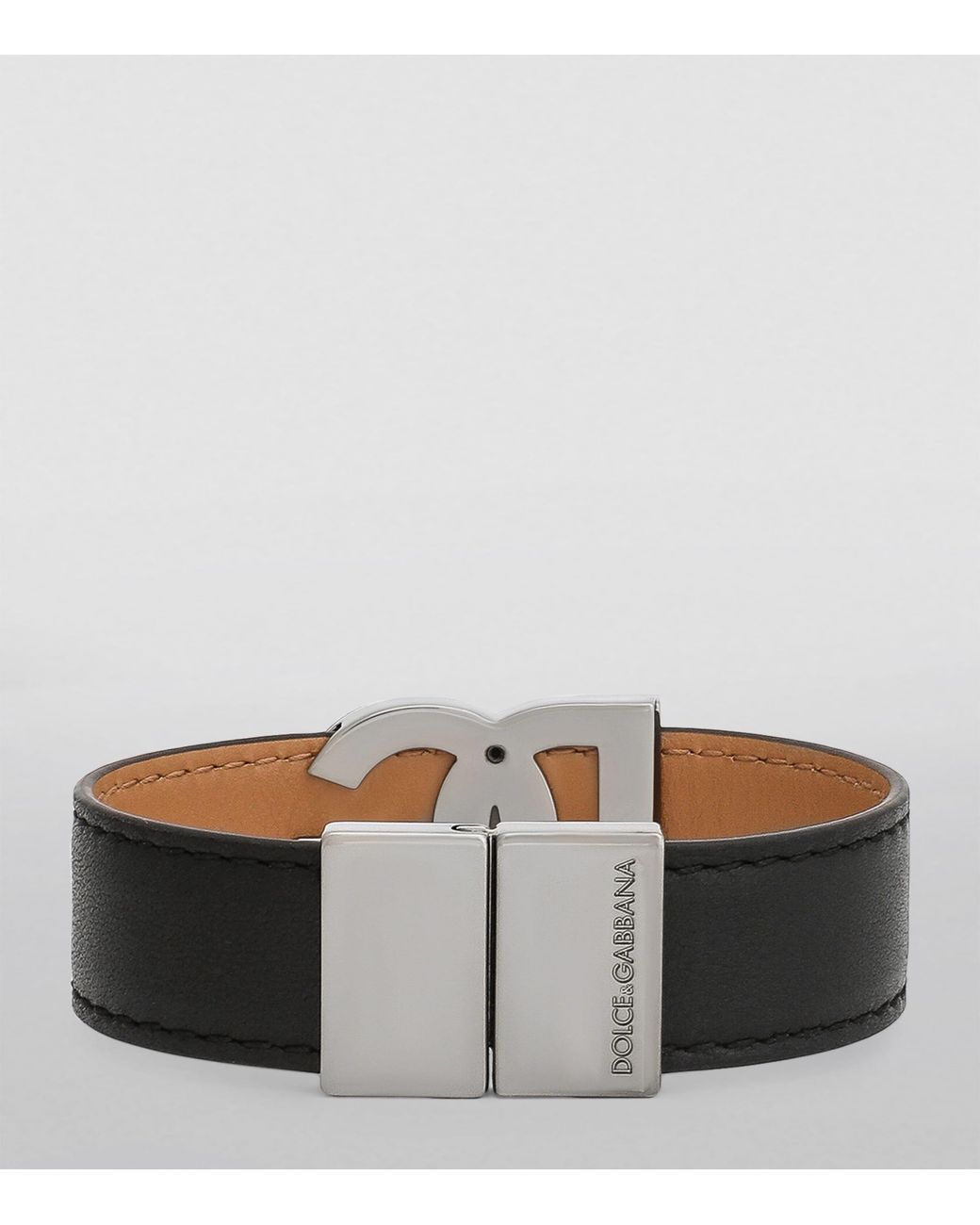 Dolce & Gabbana Brown Leather Monogram Cuff for men
