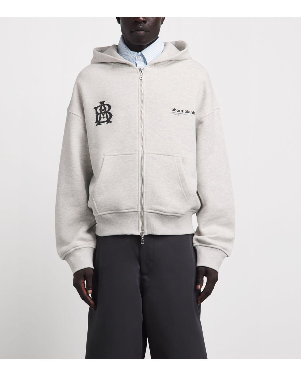 About Blank Gray Cotton Monogram Hoodie for men