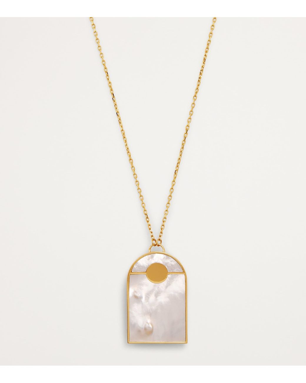L'Atelier Nawbar Metallic Diamond And Malachite Biladi Palm Necklace