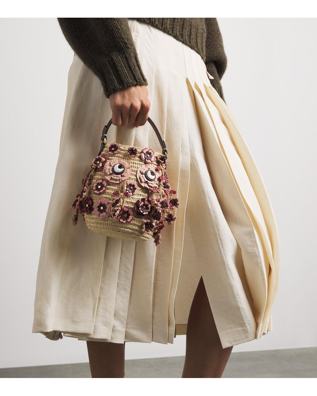 Anya Hindmarch Pink Raffia Blossom Creature Cross-Body Bag