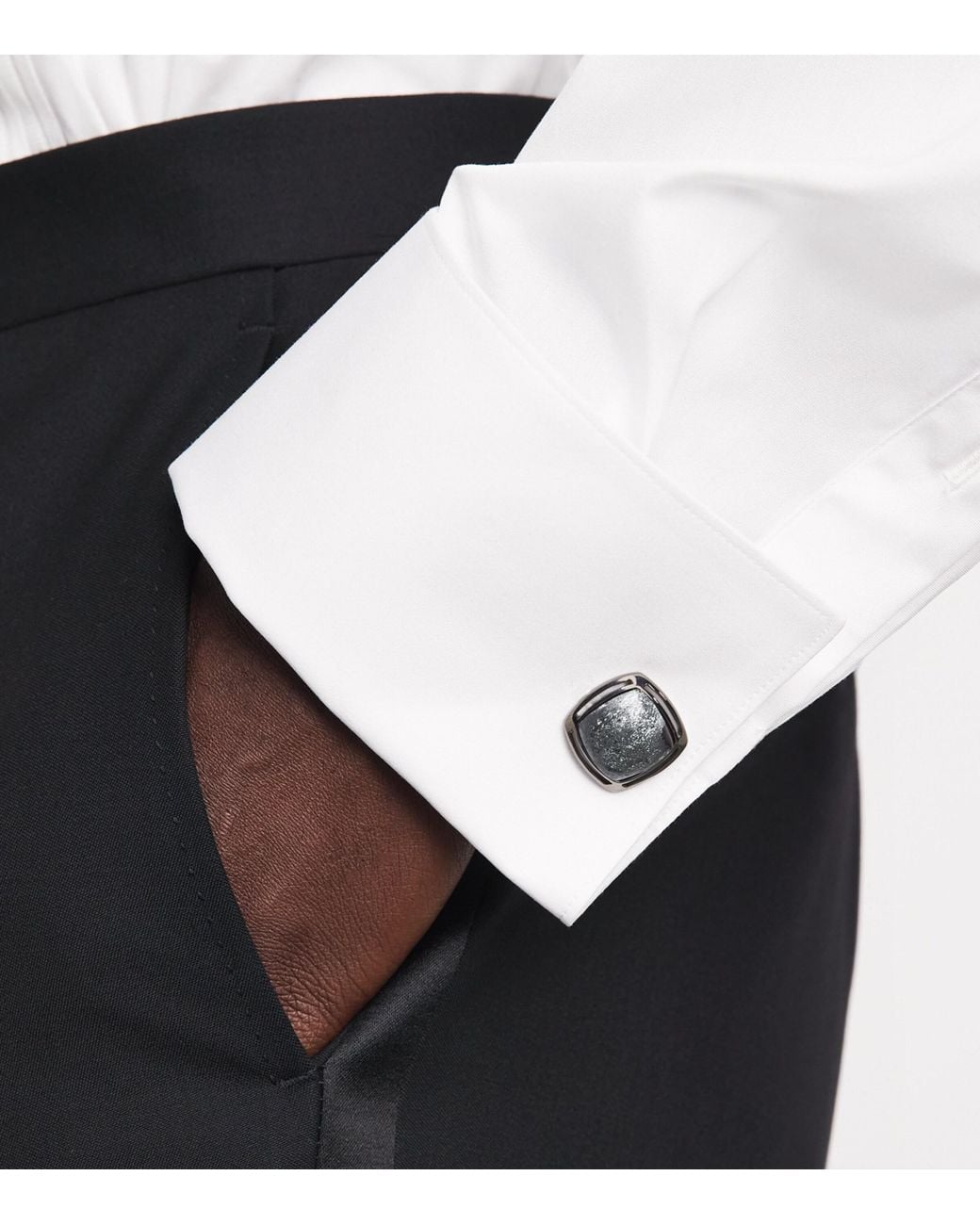 Tateossian Black Sterling And Hematite Cushion Cufflinks for men