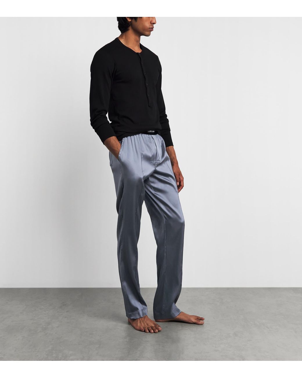 Tom Ford Blue Silk-Blend Pyjama Trousers for men