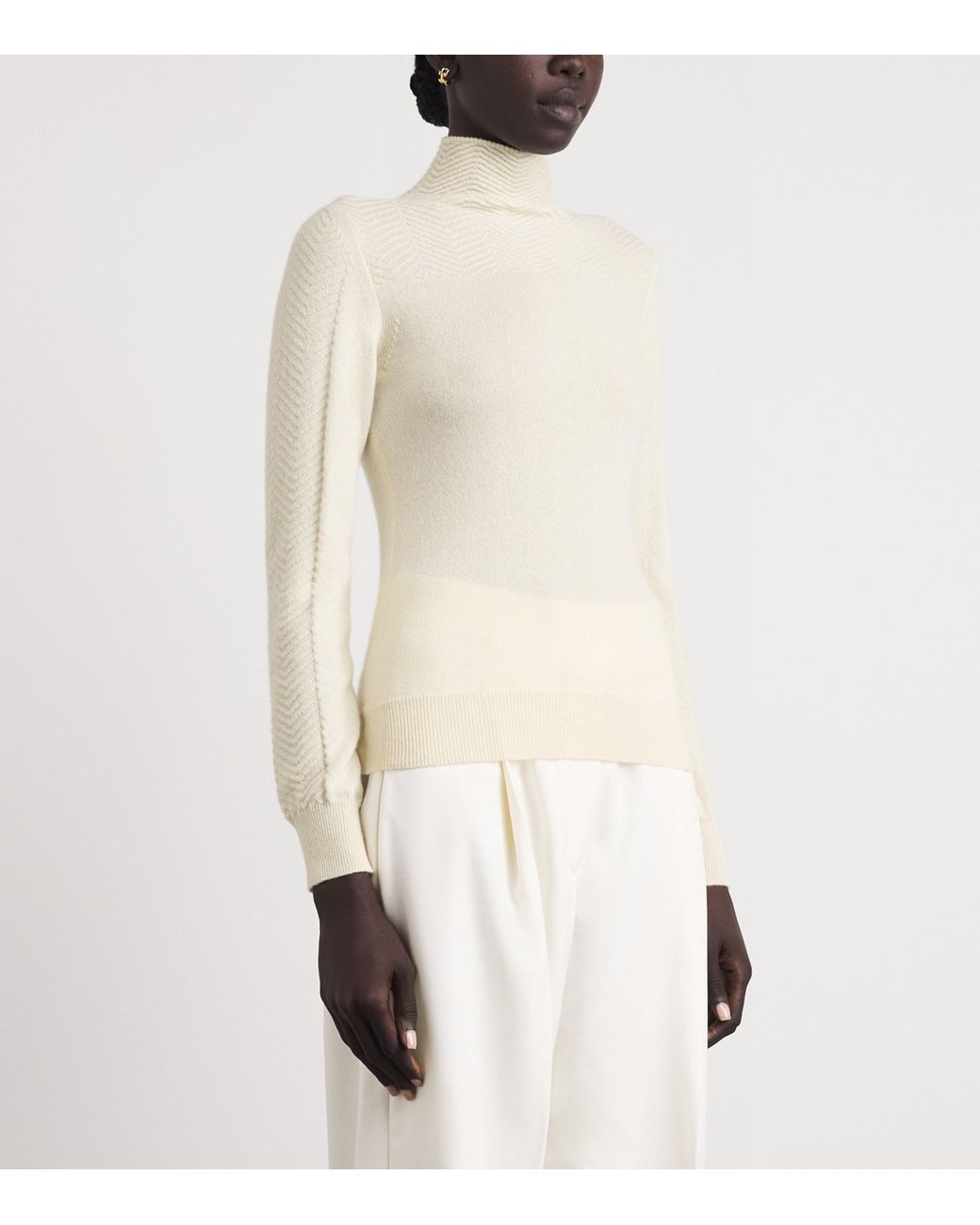 Colombo White Cashmere Chevron Sweater