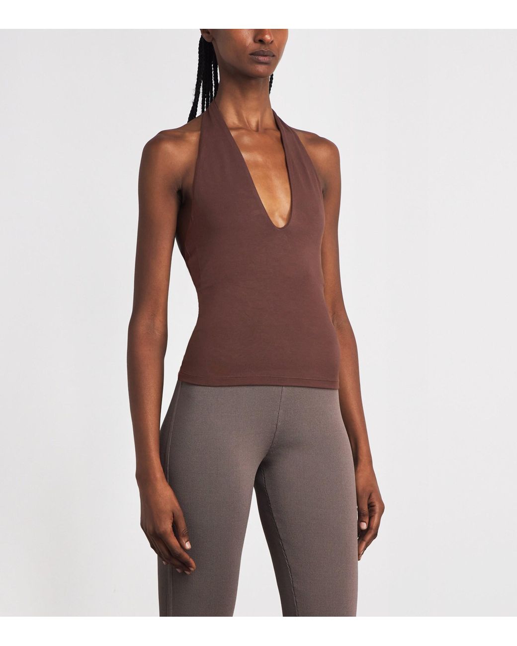 Skims Brown Smooth Layers Halterneck Top