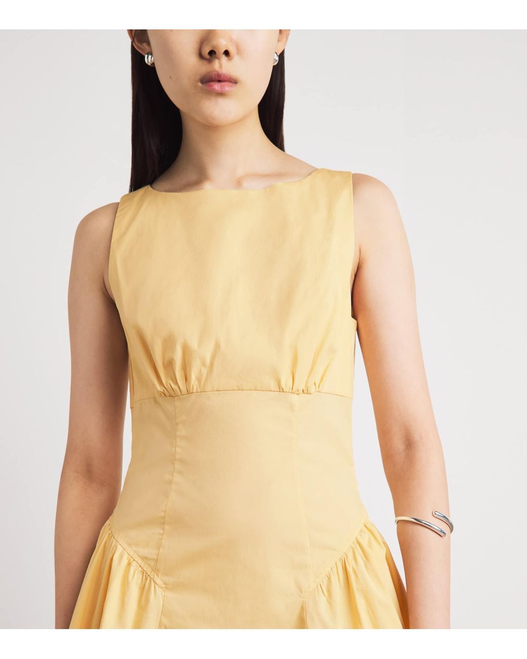 Staud Yellow Cotton Poplin Gwen Mini Dress