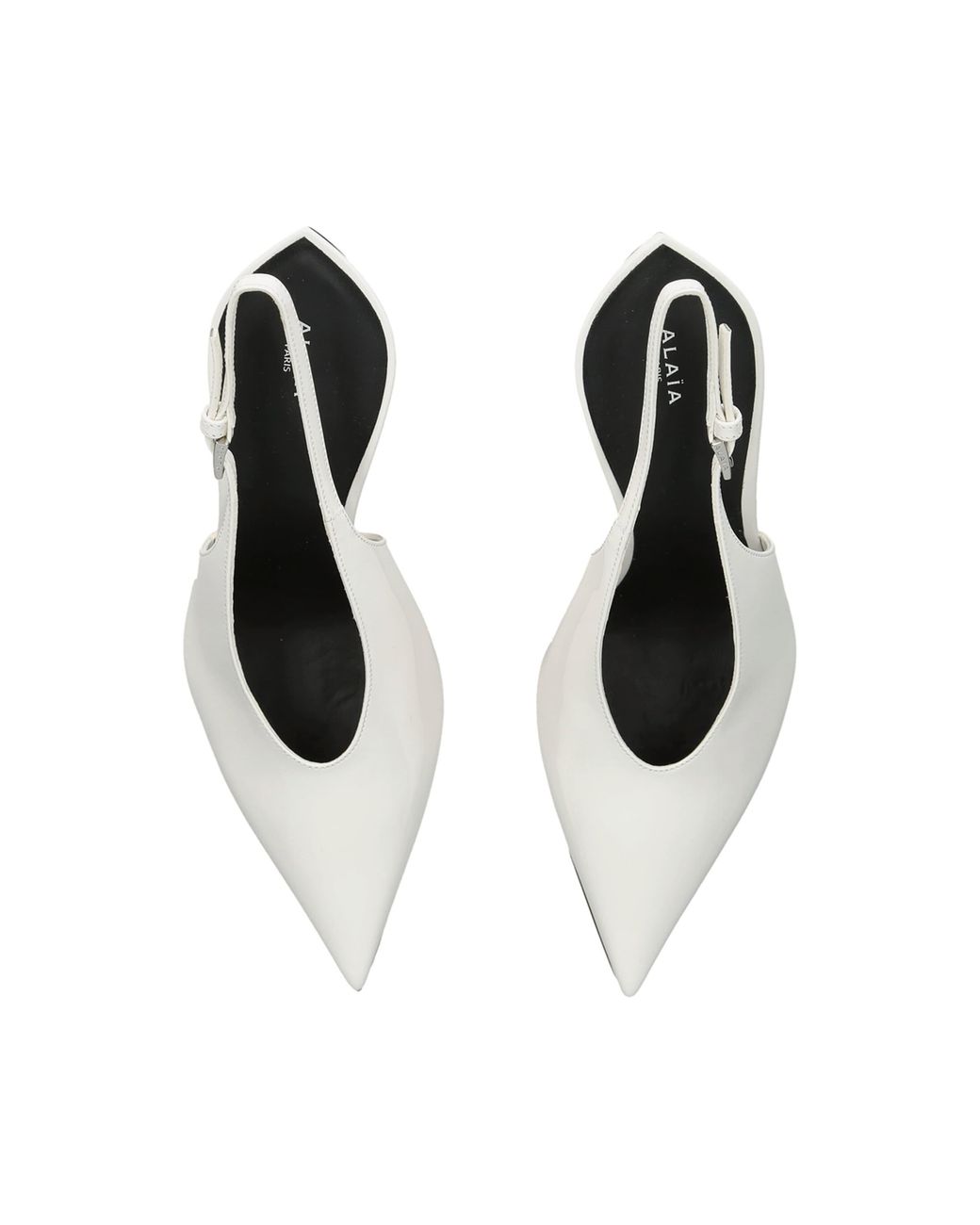 Alaïa White Patent Leather Invisible Wedge Slingback Pumps 90