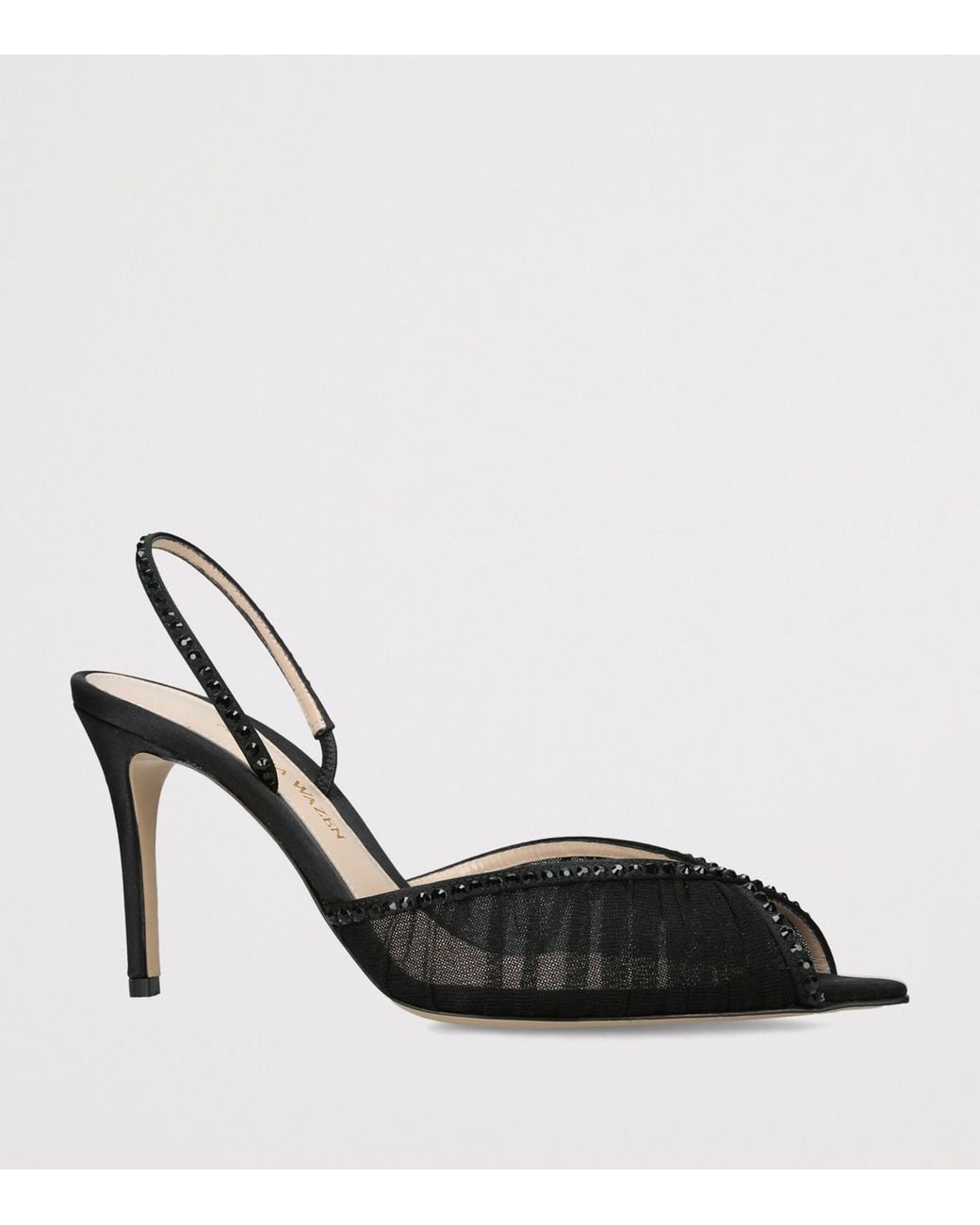 Andrea Wazen Black Rhinestone-Embellished Katy Slingback Pumps 85
