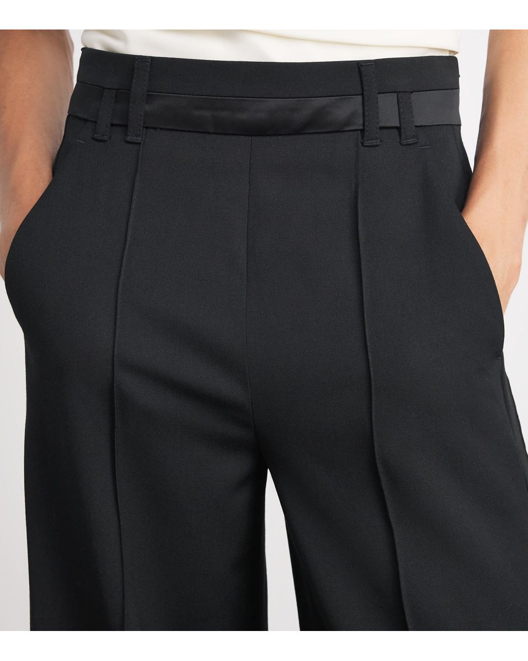 ME+EM Black Wide-Leg Tux Trouser