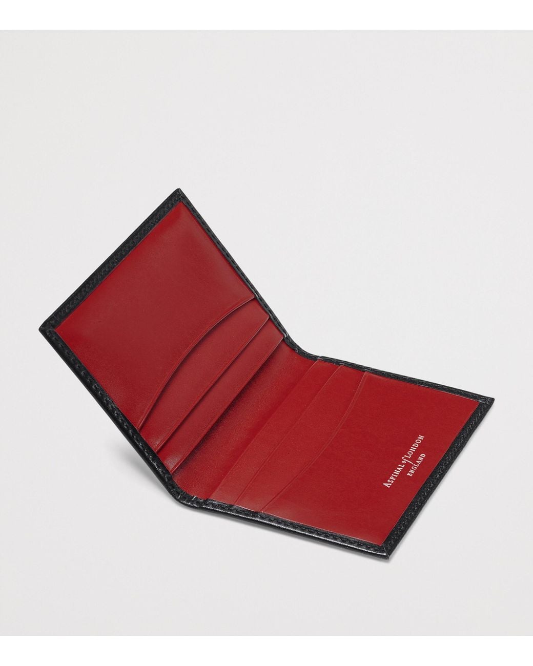 Aspinal Black Leather Double Fold Card Holder