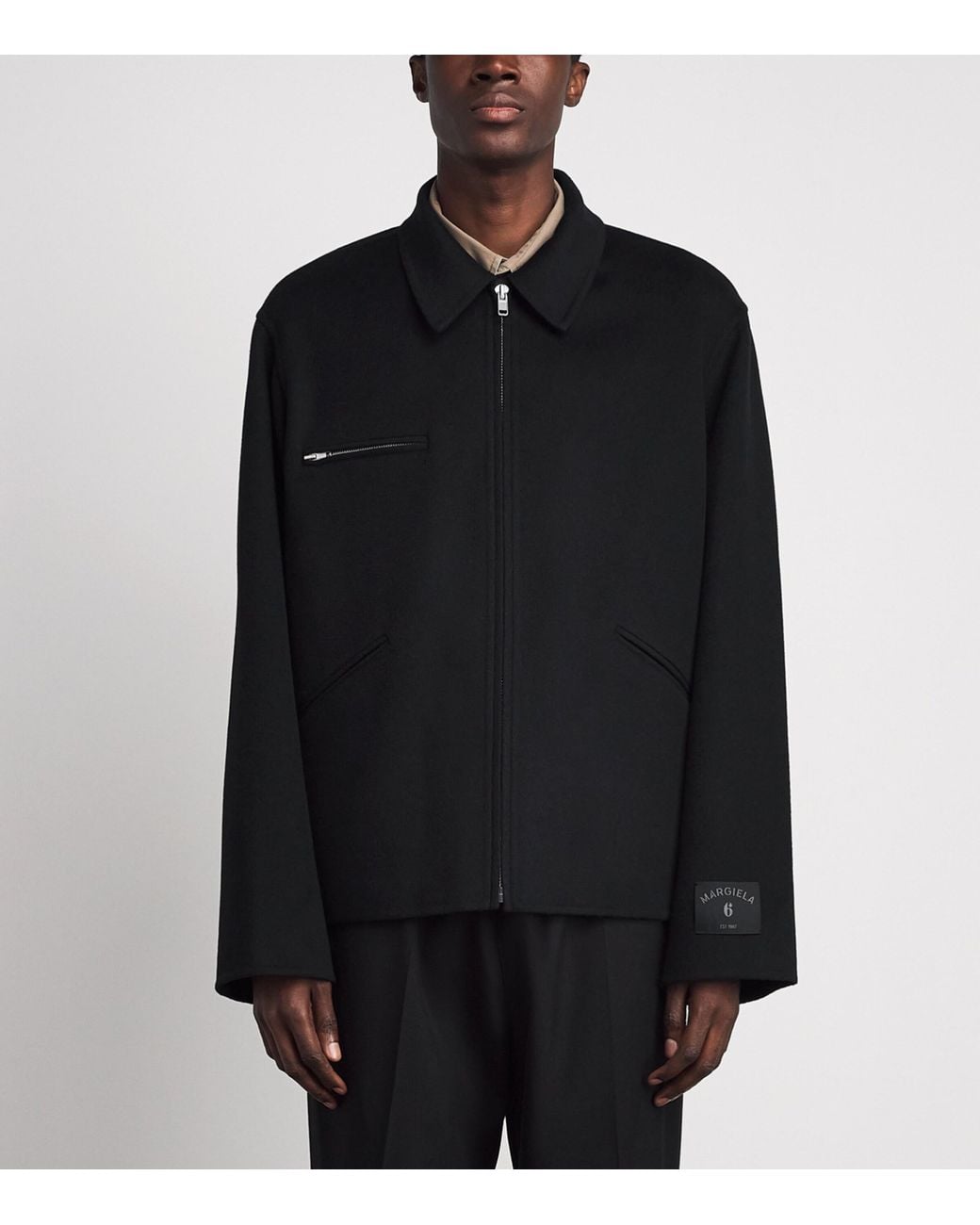 MM6 by Maison Margiela Black Wool Zip-Up Jacket for men