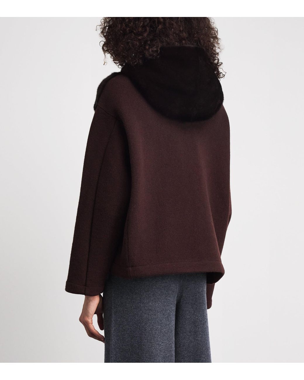 Yves Salomon Black Wool-Blend Mink Front Hoodie