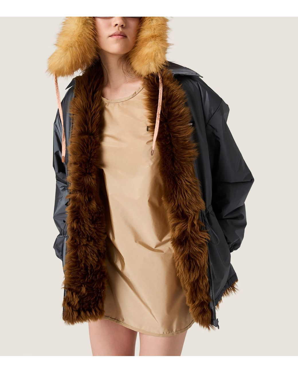 Miu Miu Natural Technical Fabric Mini Dress