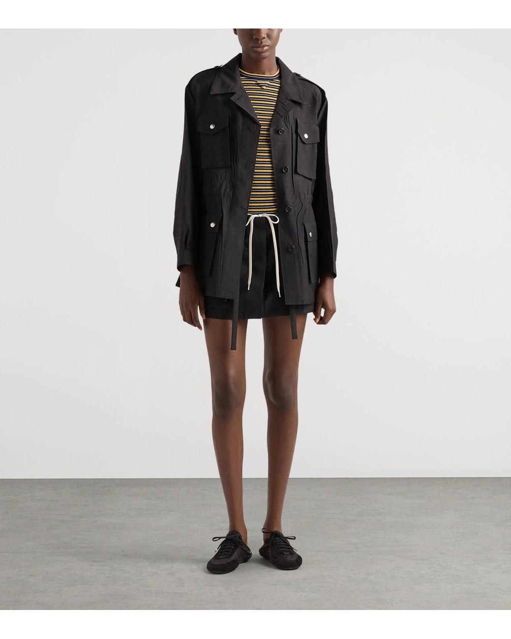 Prada Black Kid Mohair-Virgin Wool Field Jacket