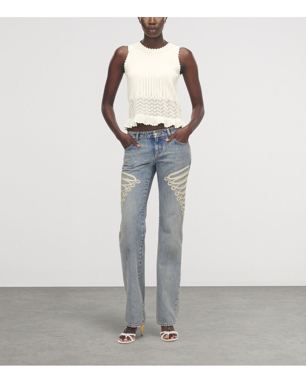 McQueen Natural Pointelle Tank Top