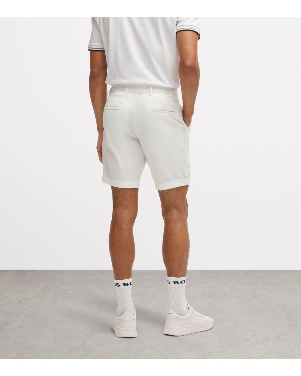 Boss Gray Stretch-Cotton Slim Shorts for men