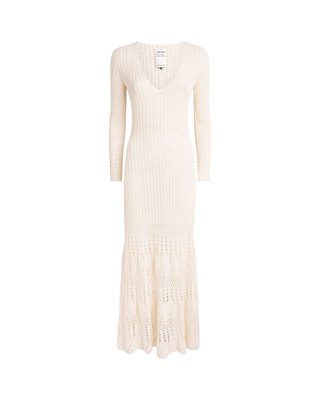 Escvdo White Crochet Reflejo Midi Dress