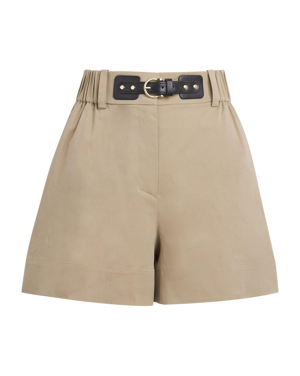 Maje Natural Cotton-Blend Belted Shorts