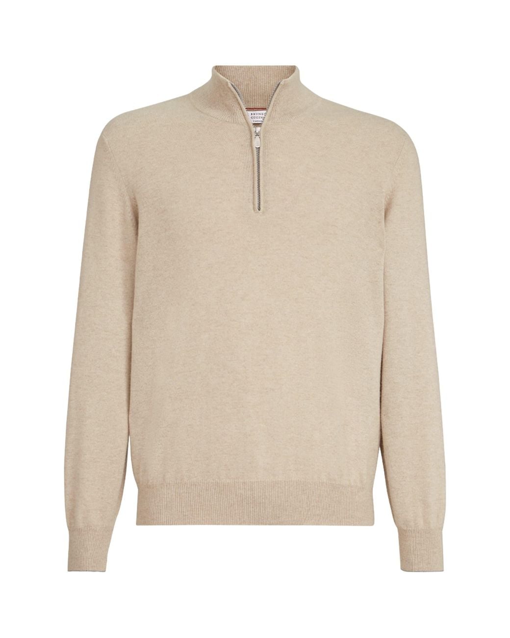 Brunello Cucinelli Natural Cashmere Quarter-Zip Sweater for men
