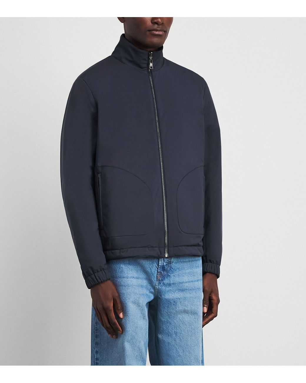FIORONI CASHMERE Blue Wool Reversible Bomber Jacket for men