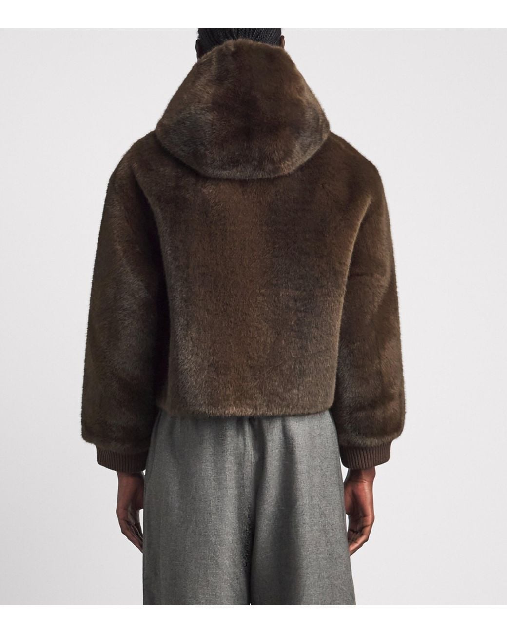 Sandro Brown Faux-Shearling Hooded Jacket