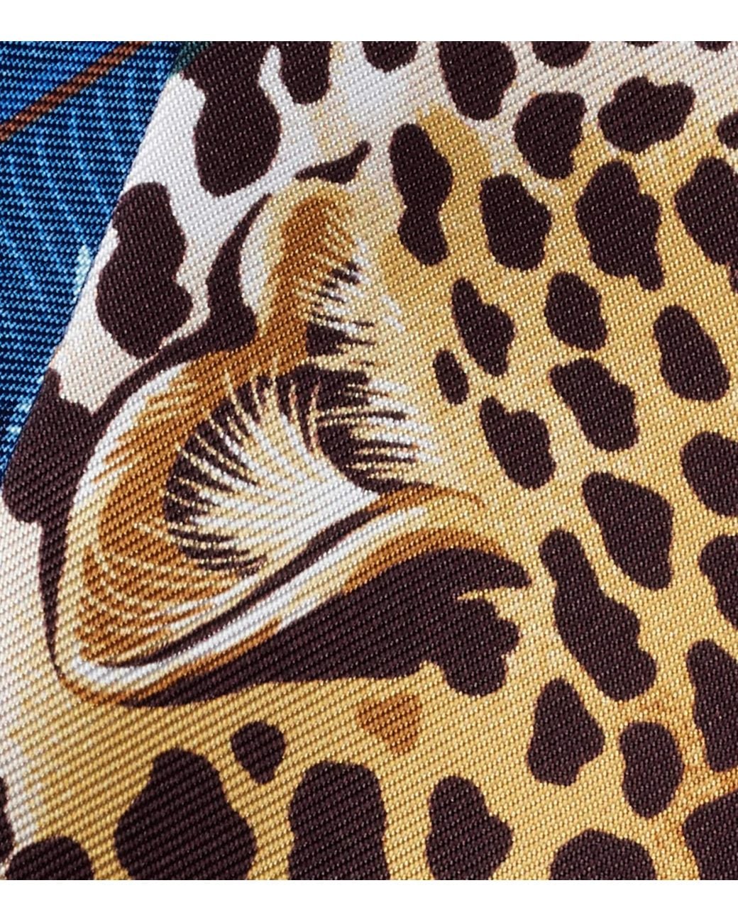 Cartier Blue Silk Blooming Panthère Skinny Scarf