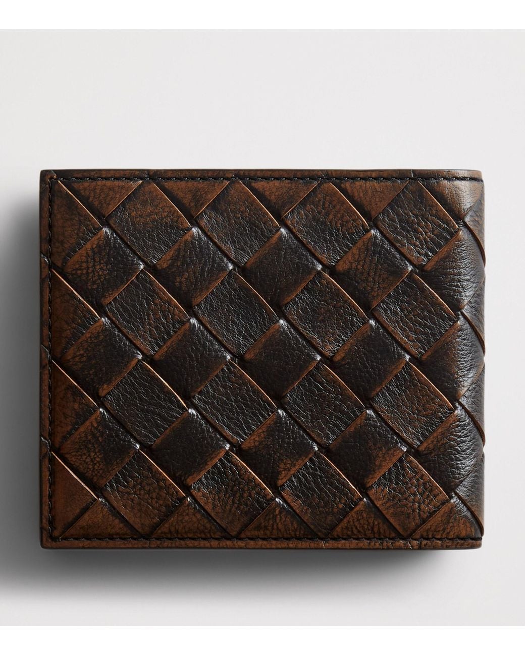 Bottega Veneta Black Leather Intrecciato Bifold Wallet for men