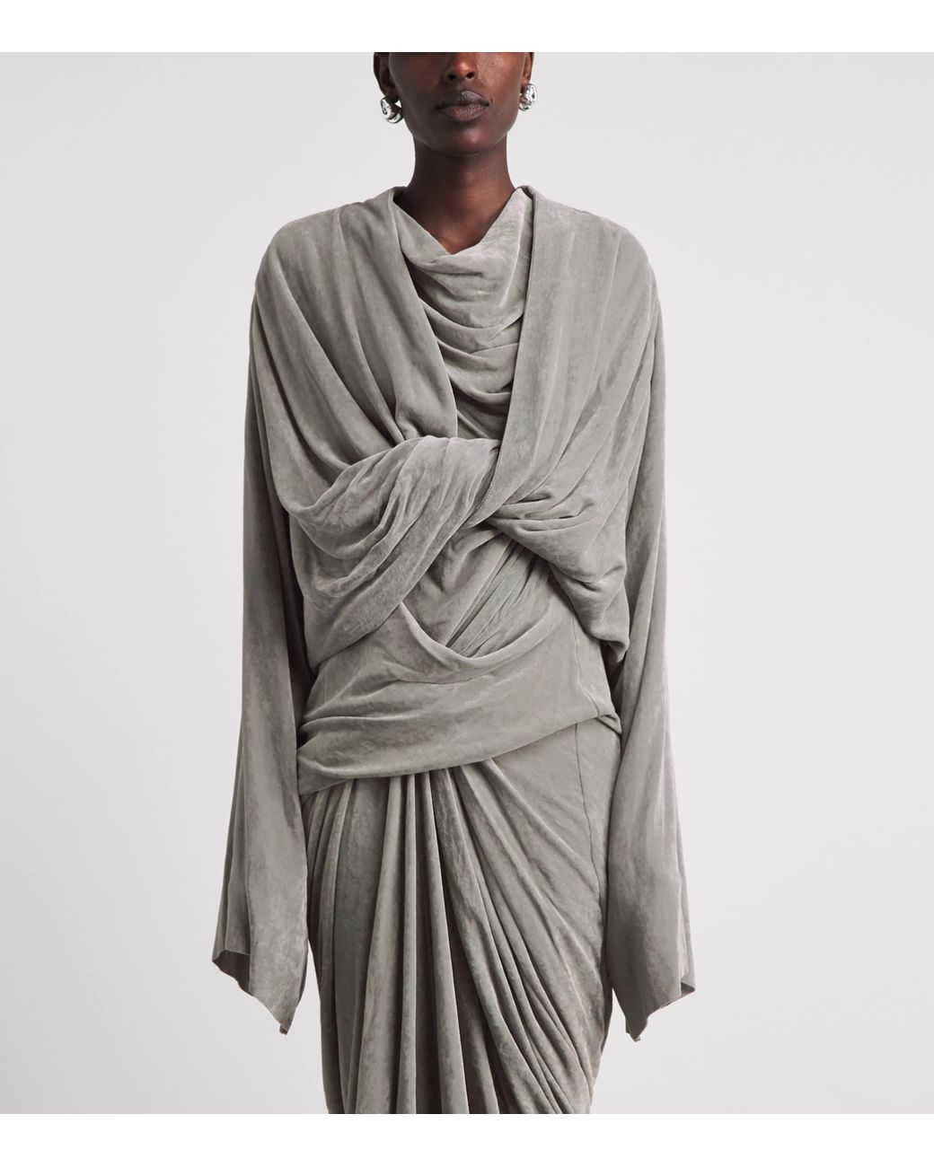 Rick Owens Gray Velvet Twist Tee