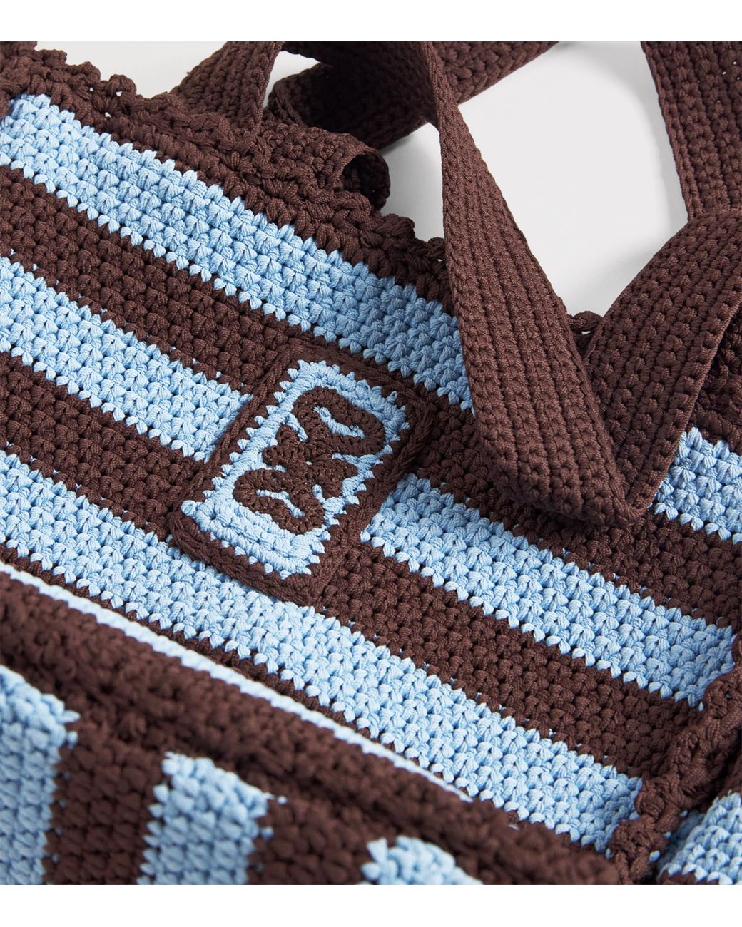Sandro Black Crochet Stripe Tote Bag