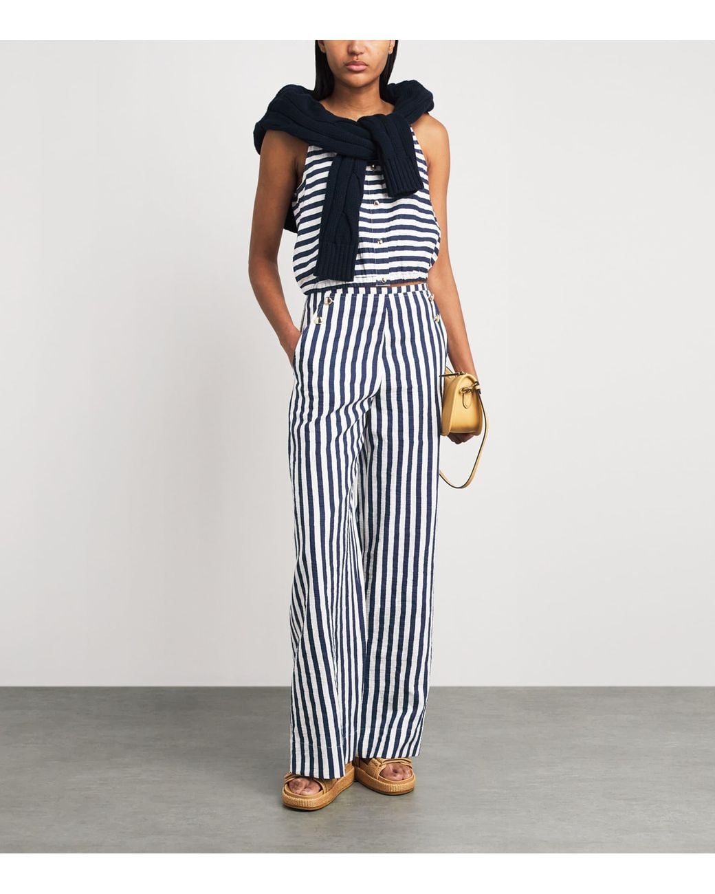 Maje Blue Breton Stripe Tank Top