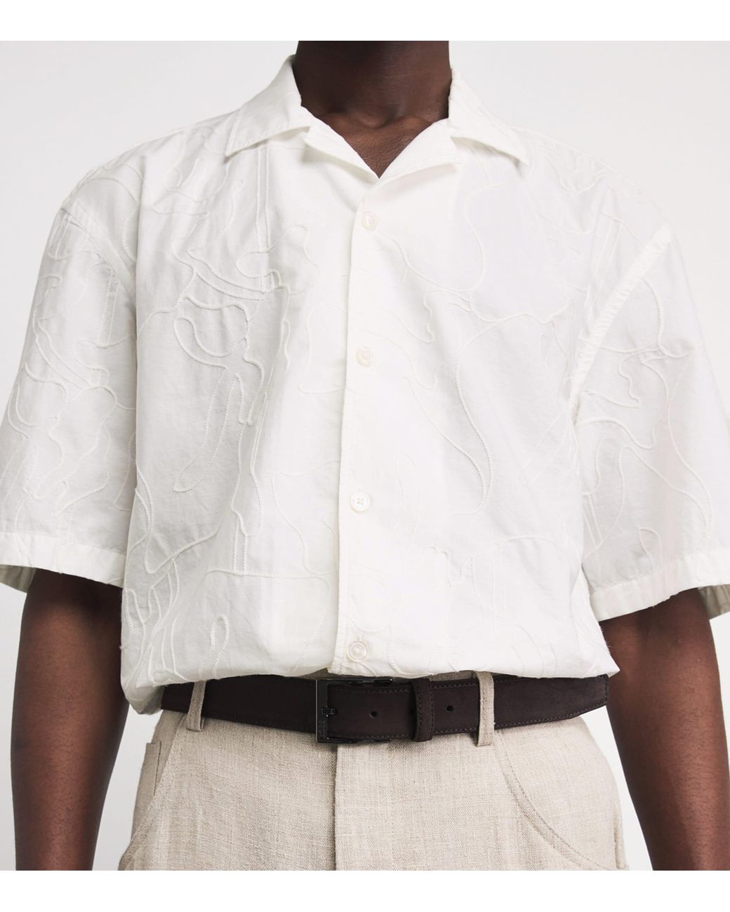 Boss White Cotton Embroidered Shirt for men