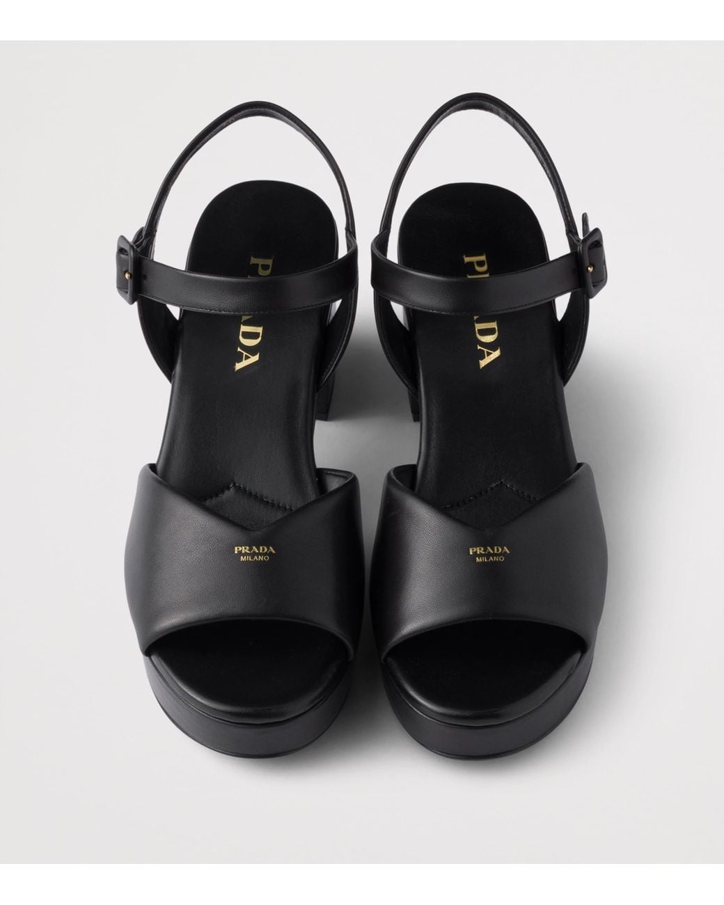 Prada Black Leather Padded Heeled Sandals 65