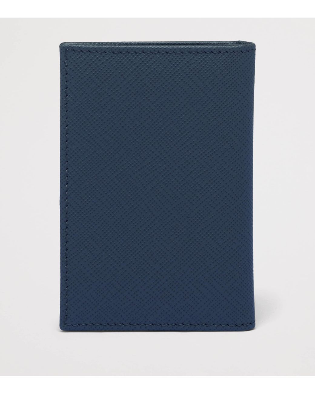 Prada Blue Saffiano Leather Bi-Fold Card Holder for men