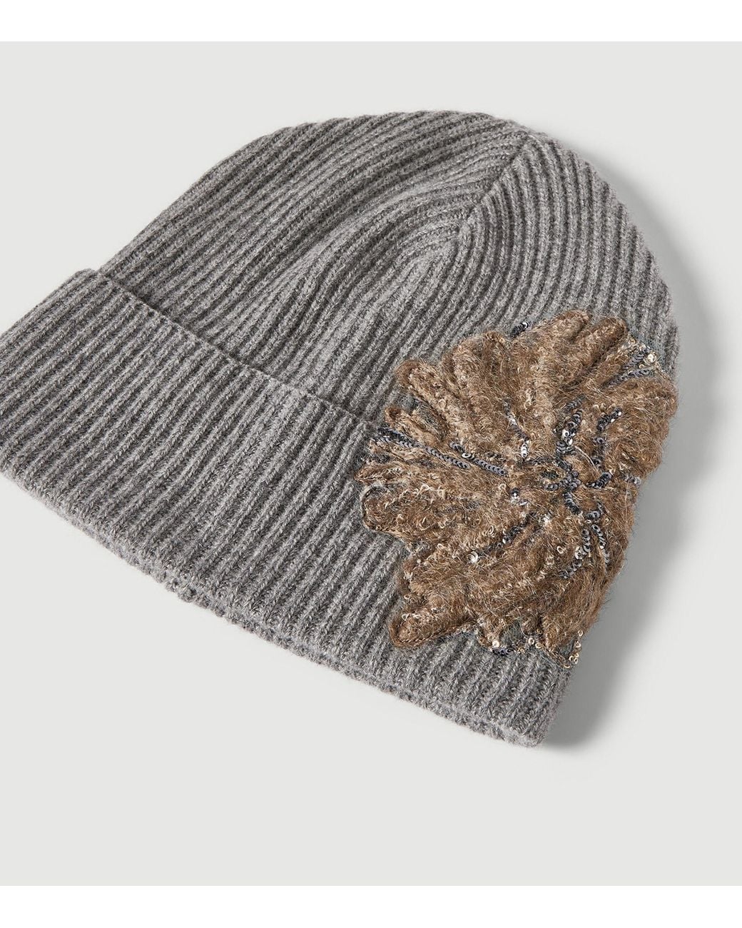 Brunello Cucinelli Gray Cashmere Embroidered Beanie